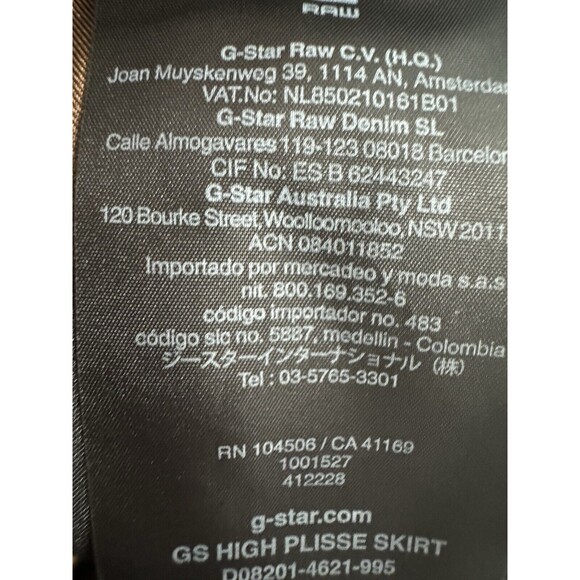 G-Star  A-LINE MIDI SKIRT  Pleated Green And Camo Silky Excellent Size Small S - Picture 7 of 8